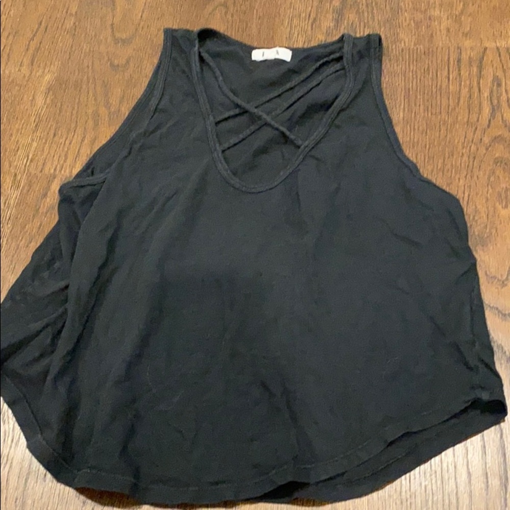 black tank top with crosses on the front